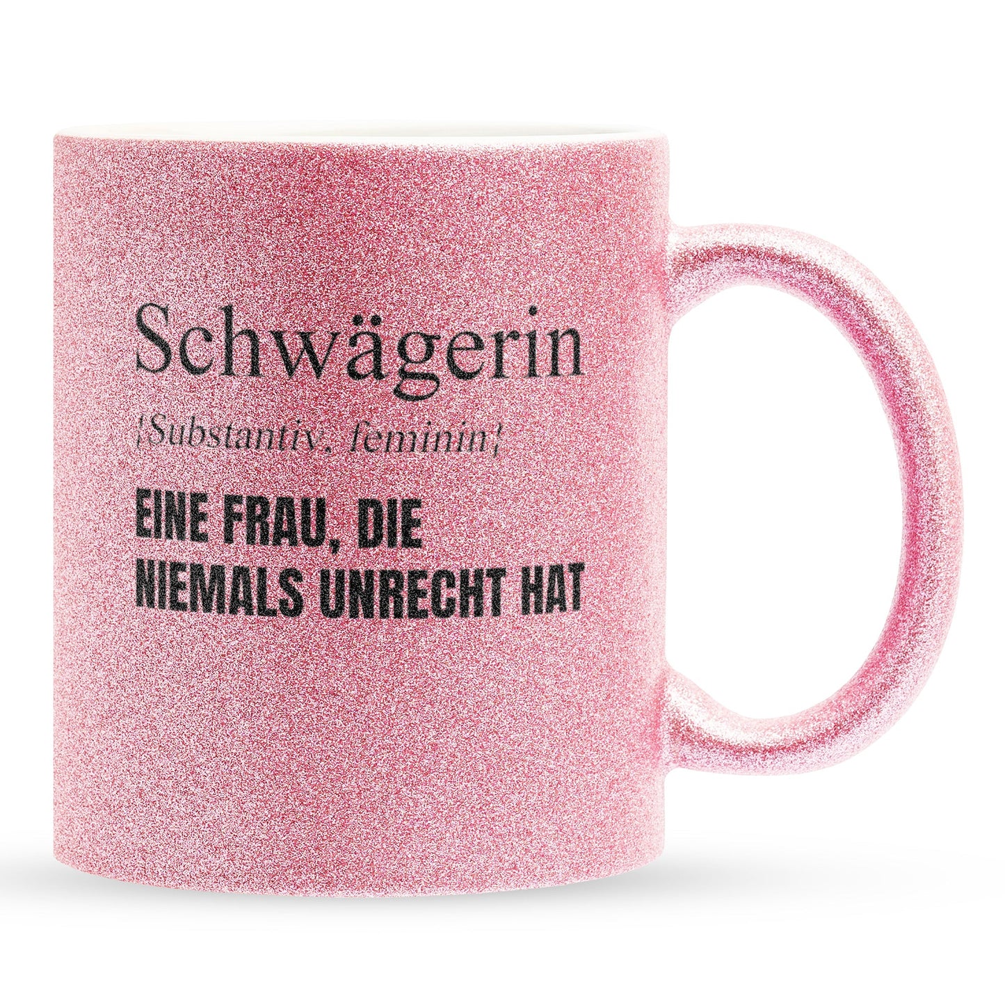 22Feels® Schwägerin Geschenk - Glitzertasse mit Spruch (Pink, 320ml)-Glitzertasse Pink 320ml-22Feels