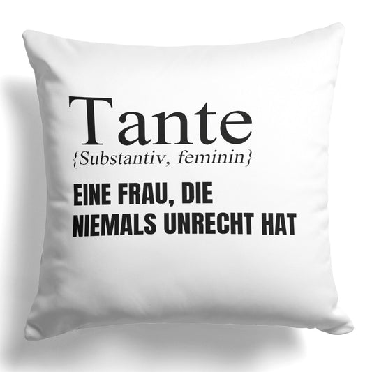 22Feels® Tante Geschenk - Kissen mit Spruch (Weiss 40x40cm)-Kissen Weiss 40x40-22Feels