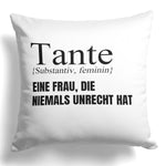 22Feels® Tante Geschenk - Kissen mit Spruch (Weiss 40x40cm)-Kissen Weiss 40x40-22Feels