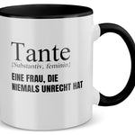 22Feels® Tante Geschenk - Tasse mit Spruch (Weiss-Schwarz, 320ml)-TwoTone Tasse Weiss-Schwarz 320ml-22Feels