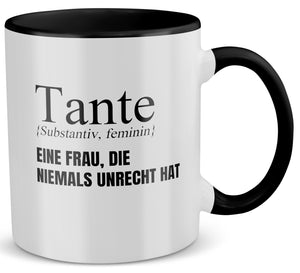 22Feels® Tante Geschenk - Tasse mit Spruch (Weiss-Schwarz, 320ml)-TwoTone Tasse Weiss-Schwarz 320ml-22Feels
