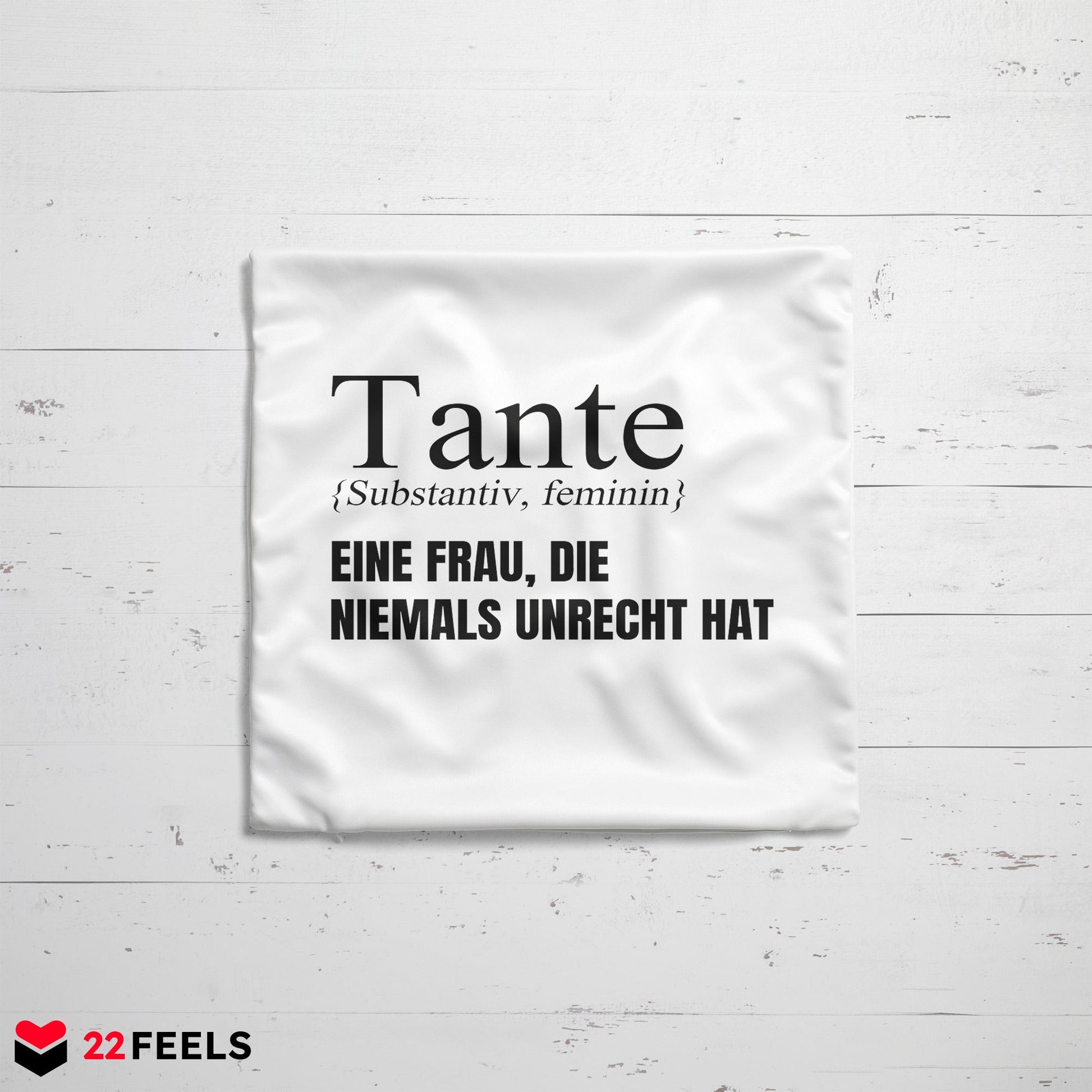 22Feels® Tante Geschenk - Kissen mit Spruch (Weiss 40x40cm)-Kissen Weiss 40x40-22Feels