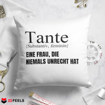 22Feels® Tante Geschenk - Kissen mit Spruch (Weiss 40x40cm)-Kissen Weiss 40x40-22Feels
