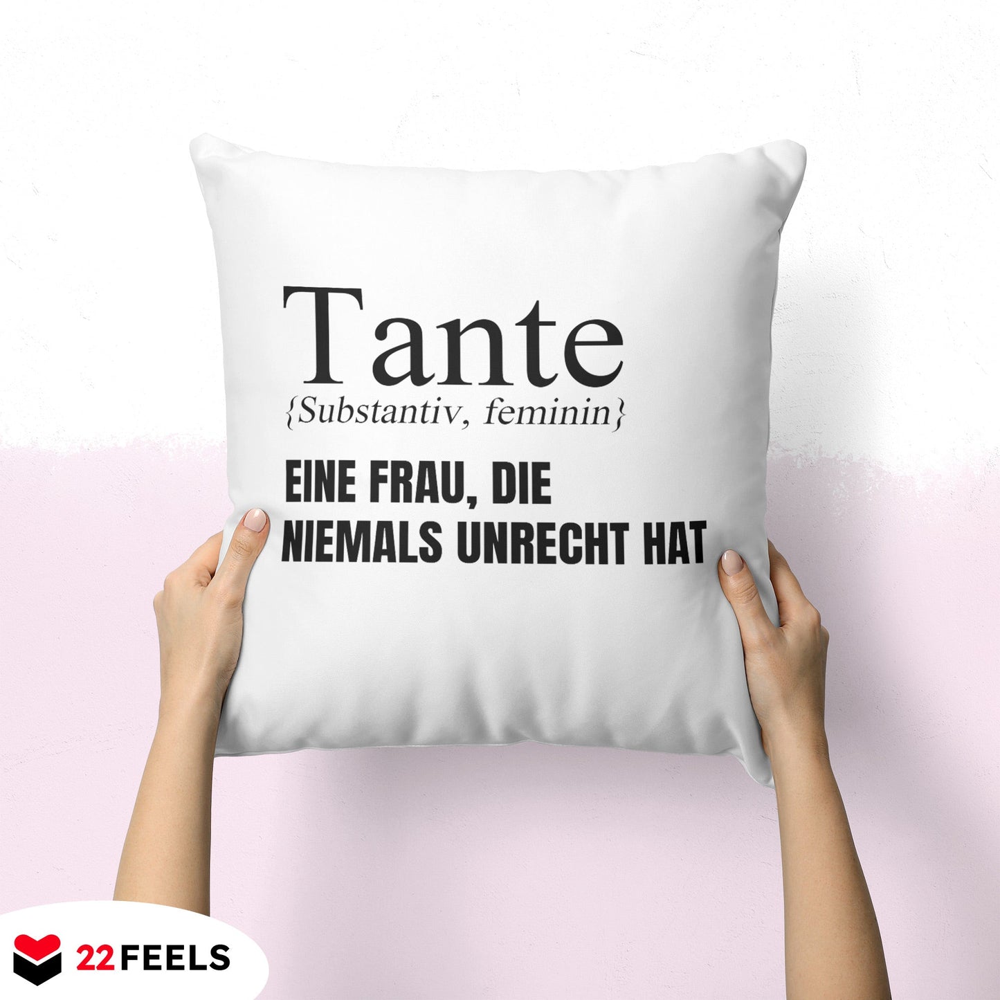 22Feels® Tante Geschenk - Kissen mit Spruch (Weiss 40x40cm)-Kissen Weiss 40x40-22Feels