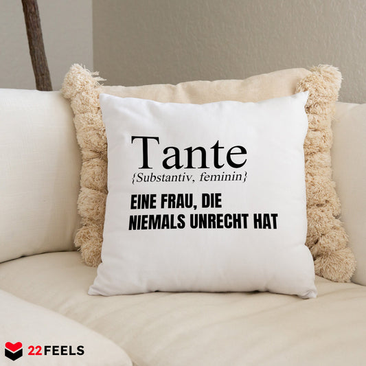 22Feels® Tante Geschenk - Kissen mit Spruch (Weiss 40x40cm)-Kissen Weiss 40x40-22Feels