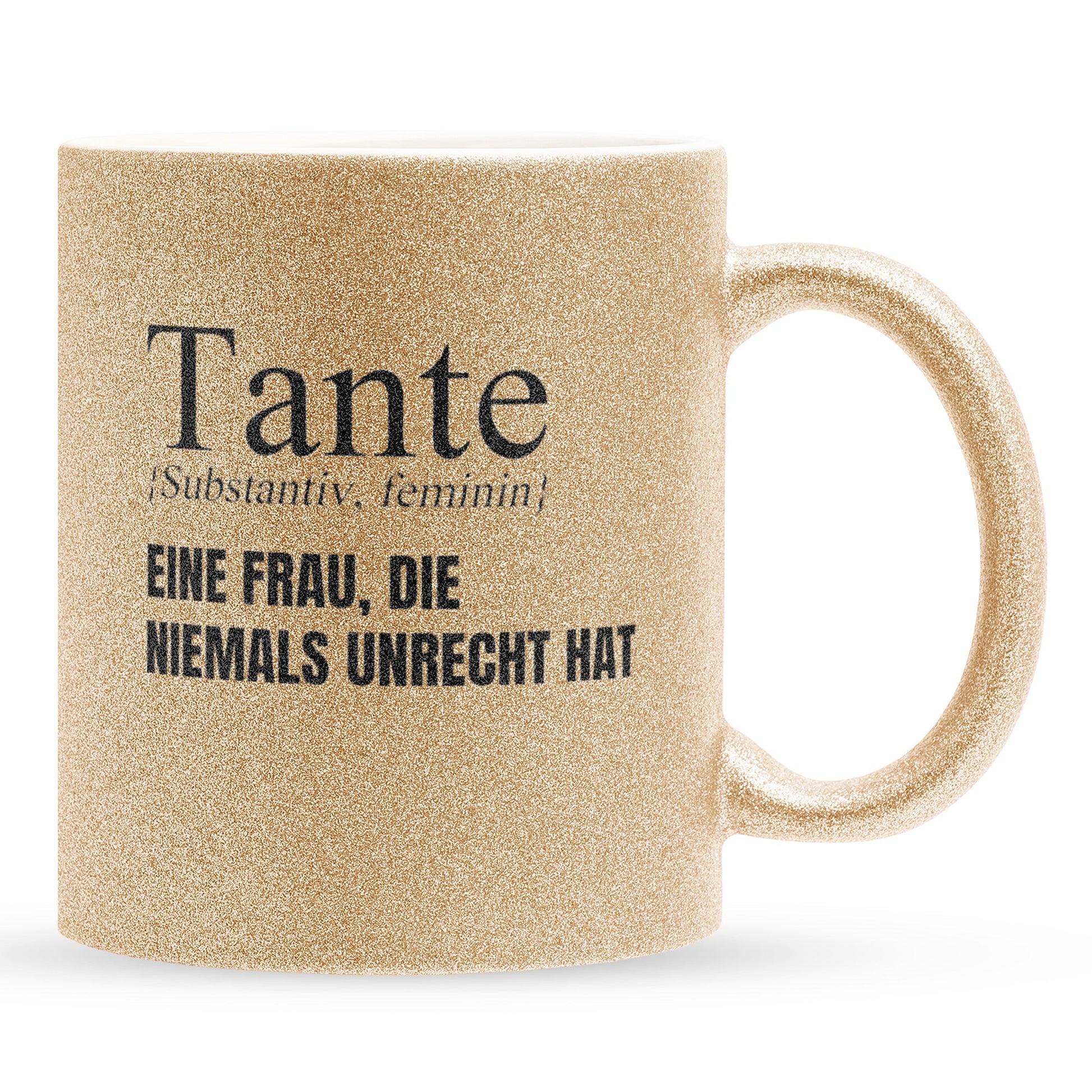 22Feels® Tante Geschenk - Glitzertasse mit Spruch (Gold, 320ml)-Glitzertasse Gold 320ml-22Feels