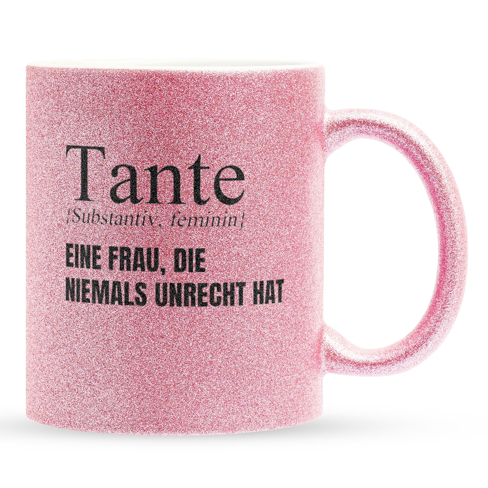 22Feels® Tante Geschenk - Glitzertasse mit Spruch (Pink, 320ml)-Glitzertasse Pink 320ml-22Feels