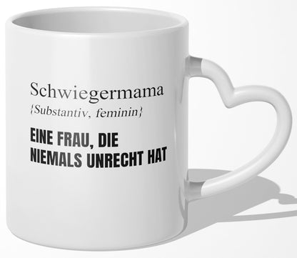 22Feels® Schwiegermutter Geschenk - Tasse mit Spruch (Herzhenkel, Weiss, 320ml)-Tasse Weiss Herzhenkel 320ml-22Feels