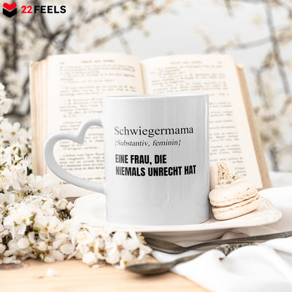 22Feels® Schwiegermutter Geschenk - Tasse mit Spruch (Herzhenkel, Weiss, 320ml)-Tasse Weiss Herzhenkel 320ml-22Feels