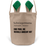 22Feels® Schwiegermama Schwiegereltern Osterkorb mit Henkel Ostergeschenk Tragetasche Ostern Deko Osternest Körbchen Hasenohren (Beige/Grün)-Ostern Tragetasche-22Feels
