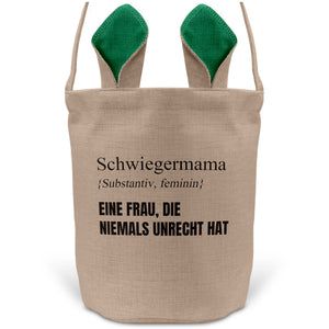 22Feels® Schwiegermama Schwiegereltern Osterkorb mit Henkel Ostergeschenk Tragetasche Ostern Deko Osternest Körbchen Hasenohren (Beige/Grün)-Ostern Tragetasche-22Feels