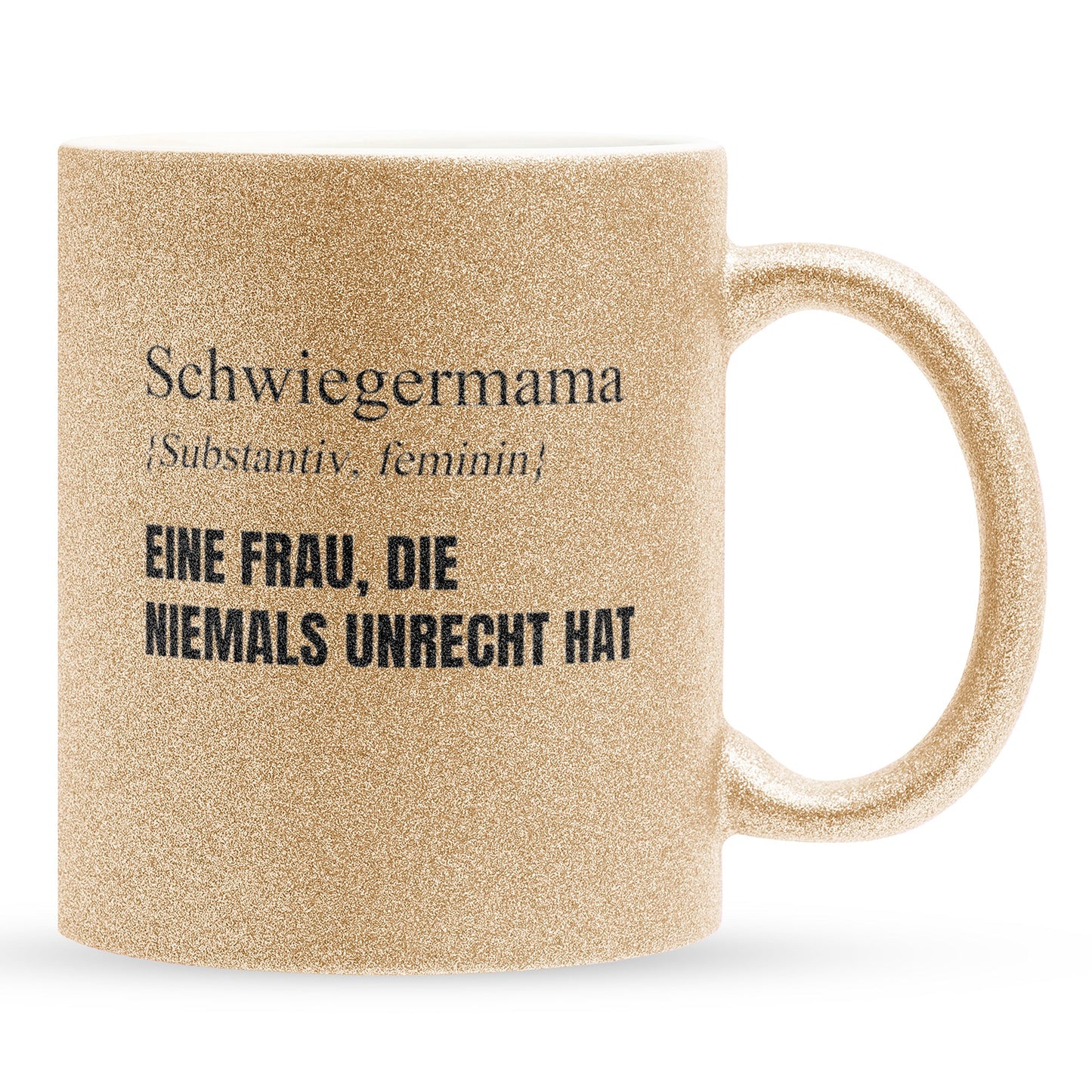 22Feels® Schwiegermama Geschenk - Glitzertasse mit Spruch (Gold, 320ml)-Glitzertasse Gold 320ml-22Feels