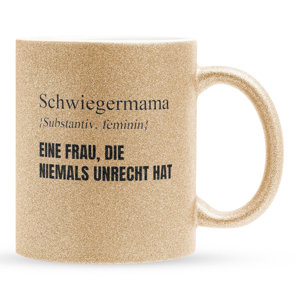 22Feels® Schwiegermama Geschenk - Glitzertasse mit Spruch (Gold, 320ml)-Glitzertasse Gold 320ml-22Feels