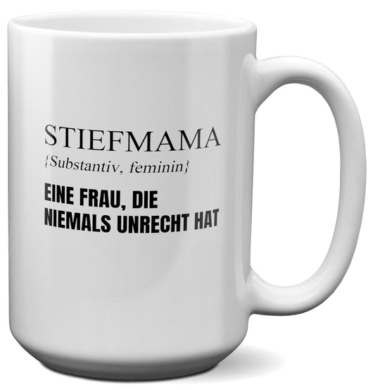 22Feels® Stiefmama Geschenk - XL Tasse mit Spruch (Weiss, 440ml)-Weisse XL Tasse 440ml-22Feels