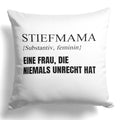 22Feels® Stiefmama Geschenk - Kissen mit Spruch (Weiss 40x40cm)-Kissen Weiss 40x40-22Feels