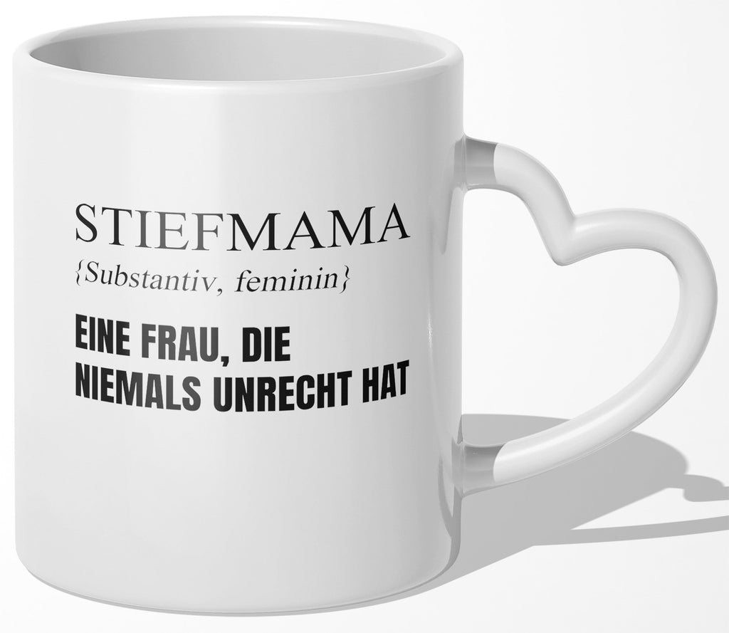 22Feels® Stiefmutter Geschenk - Tasse mit Spruch (Herzhenkel, Weiss, 320ml)-Tasse Weiss Herzhenkel 320ml-22Feels