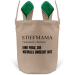 22Feels® Stiefmama Stiefmutter Osterkorb mit Henkel Ostergeschenk Tragetasche Ostern Deko Osternest Körbchen Hasenohren (Beige/Grün)-Ostern Tragetasche-22Feels