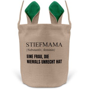 22Feels® Stiefmama Stiefmutter Osterkorb mit Henkel Ostergeschenk Tragetasche Ostern Deko Osternest Körbchen Hasenohren (Beige/Grün)-Ostern Tragetasche-22Feels