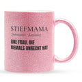 22Feels® Stiefmama Geschenk - Glitzertasse mit Spruch (Pink, 320ml)-Glitzertasse Pink 320ml-22Feels