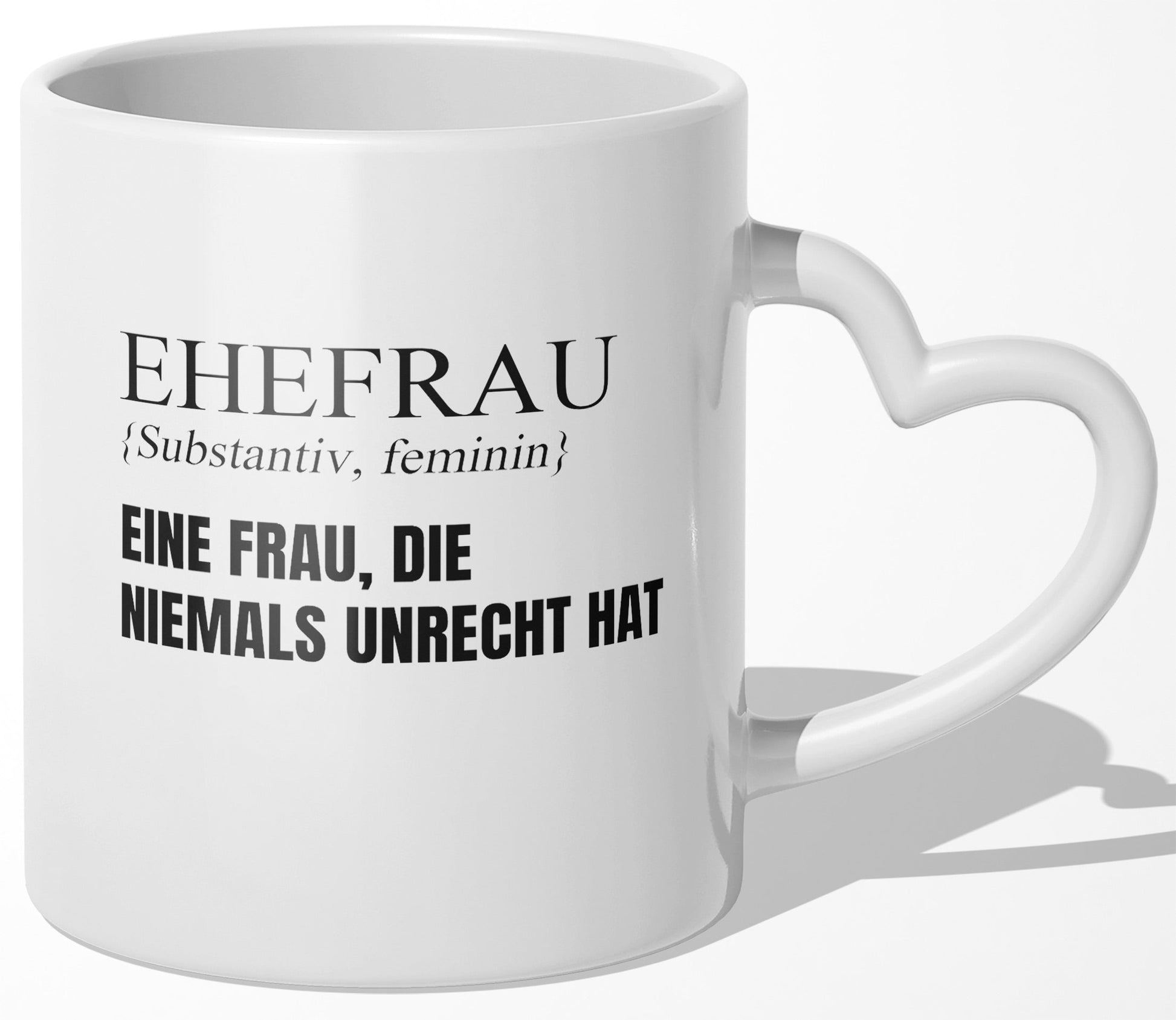 22Feels® Ehefrau Geschenk zum Hochzeitstag, Valentinstag etc. - Tasse mit Spruch (Herzhenkel, Weiss, 320ml)-Tasse Weiss Herzhenkel 320ml-22Feels