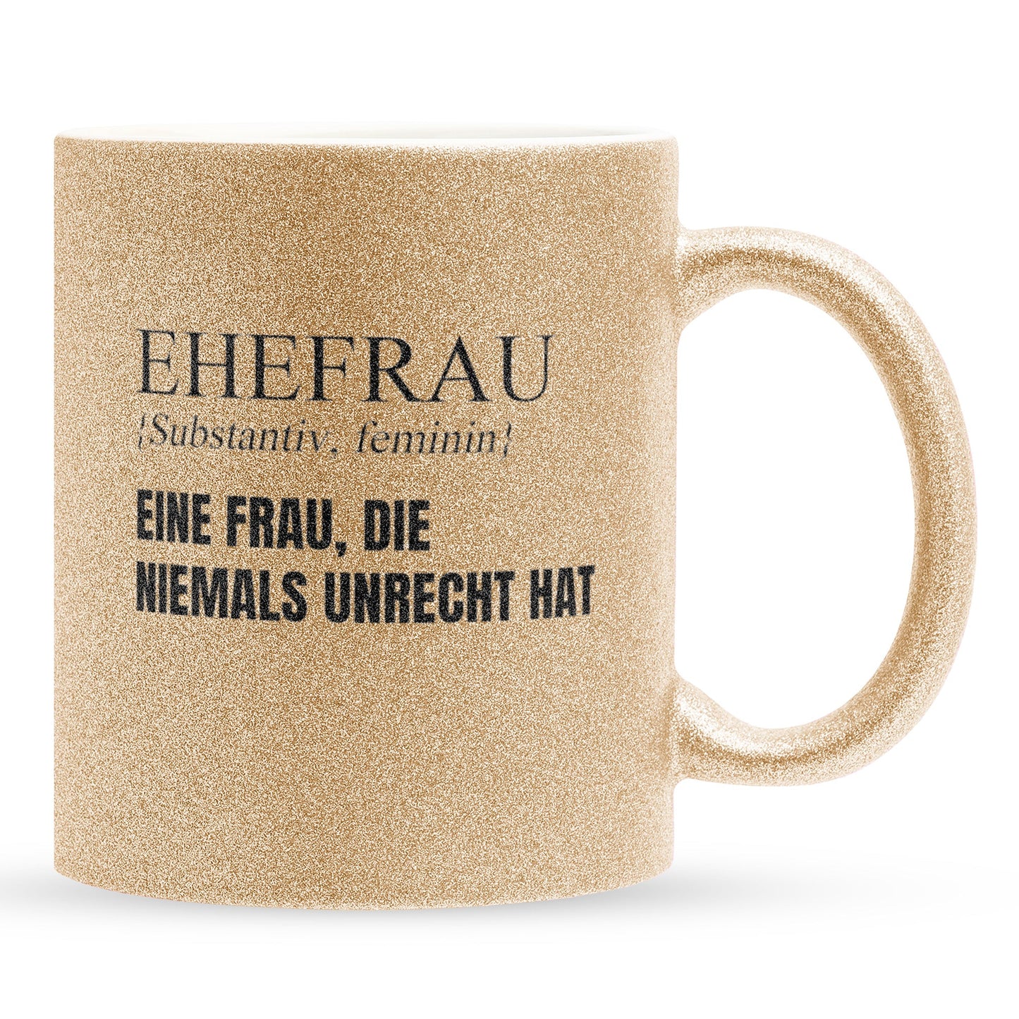22Feels® Ehefrau Geschenk zum Hochzeitstag, Valentinstag etc. - Glitzertasse mit Spruch (Gold, 320ml)-Glitzertasse Gold 320ml-22Feels