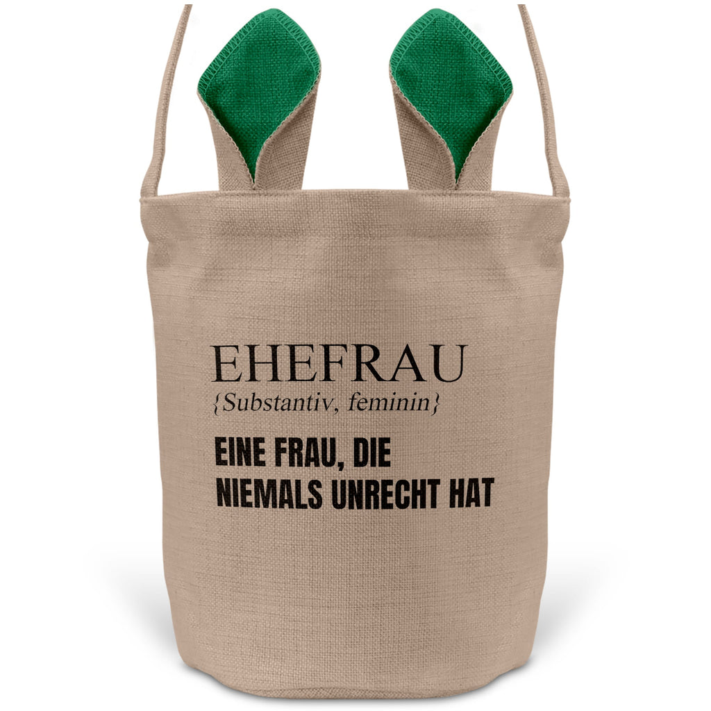 22Feels® Ehefrau Osterkorb mit Henkel Ostergeschenk Tragetasche Ostern Deko Osternest Körbchen Hasenohren (Beige/Grün)-Ostern Tragetasche-22Feels
