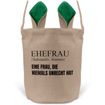 22Feels® Ehefrau Osterkorb mit Henkel Ostergeschenk Tragetasche Ostern Deko Osternest Körbchen Hasenohren (Beige/Grün)-Ostern Tragetasche-22Feels
