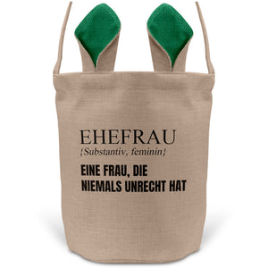 22Feels® Ehefrau Osterkorb mit Henkel Ostergeschenk Tragetasche Ostern Deko Osternest Körbchen Hasenohren (Beige/Grün)-Ostern Tragetasche-22Feels