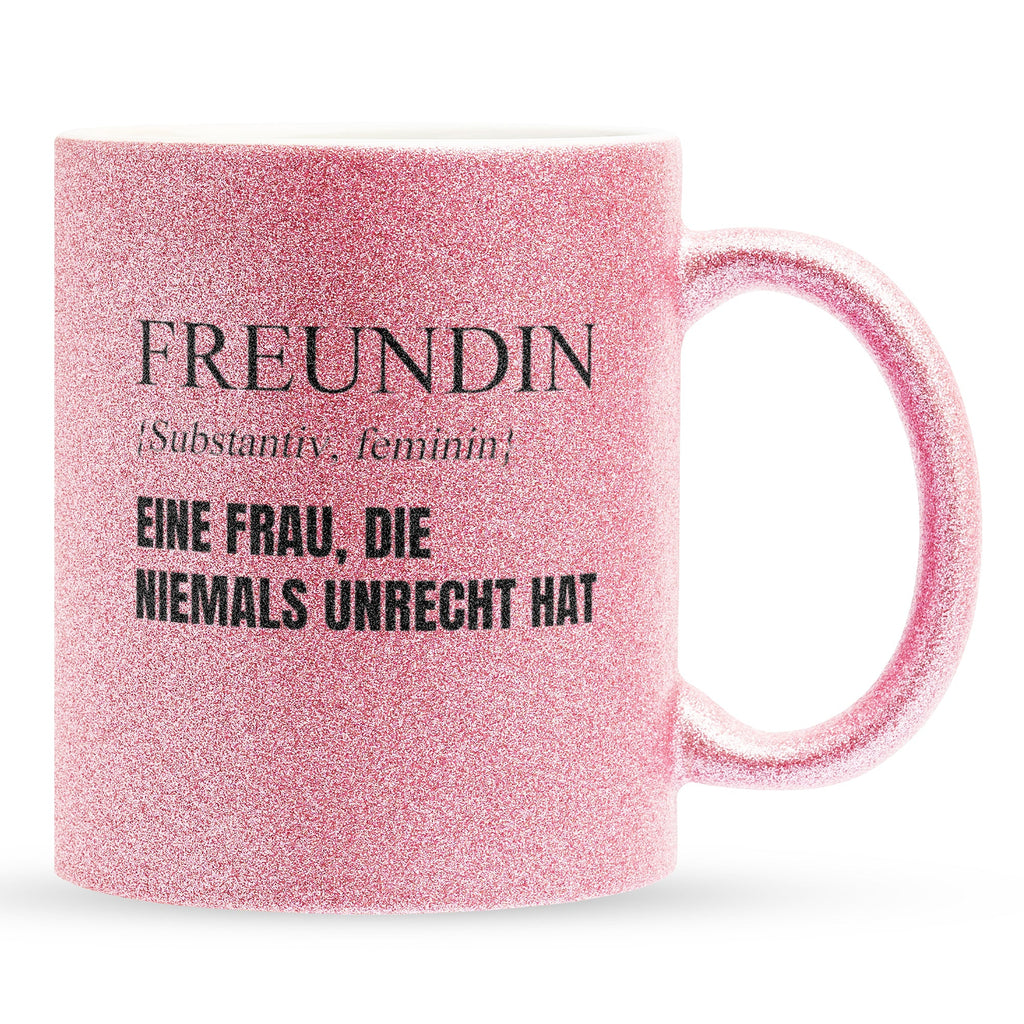 22Feels® Freundin Geschenk zum Jahrestag, Valentinstag etc. - Glitzertasse mit Spruch (Pink, 320ml)-Glitzertasse Pink 320ml-22Feels