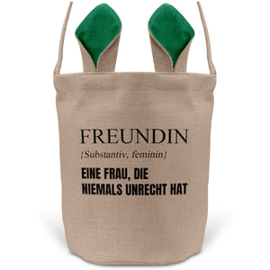 22Feels® Freundin Paar Osterkorb mit Henkel Ostergeschenk Tragetasche Ostern Deko Osternest Körbchen Hasenohren (Beige/Grün)-Ostern Tragetasche-22Feels