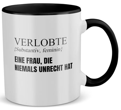 22Feels® Verlobte Geschenk - Tasse mit Spruch (Weiss-Schwarz, 320ml)-TwoTone Tasse Weiss-Schwarz 320ml-22Feels