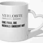 22Feels® Verlobte Geschenk - Tasse mit Spruch (Herzhenkel, Weiss, 320ml)-Tasse Weiss Herzhenkel 320ml-22Feels