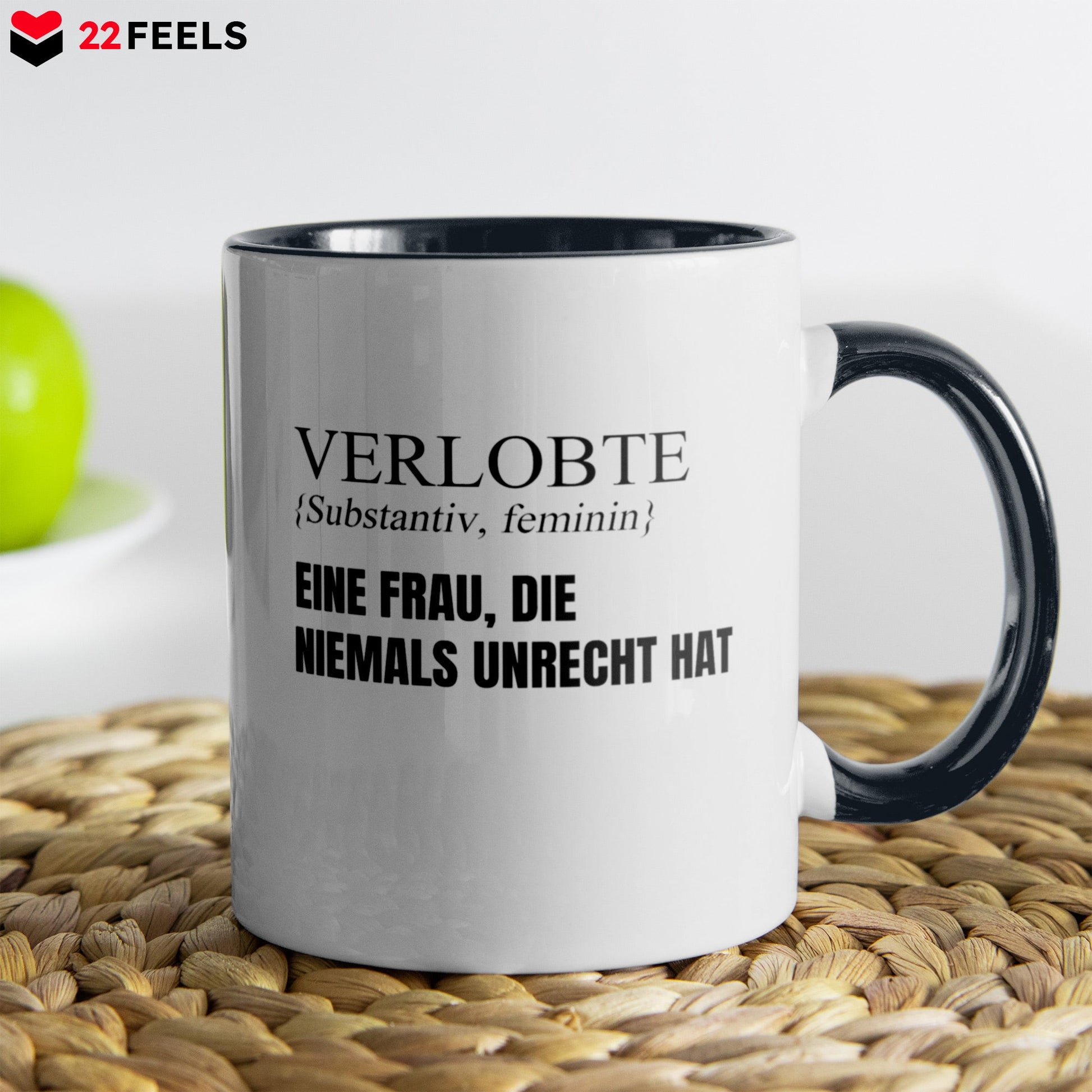 22Feels® Verlobte Geschenk - Tasse mit Spruch (Weiss-Schwarz, 320ml)-TwoTone Tasse Weiss-Schwarz 320ml-22Feels