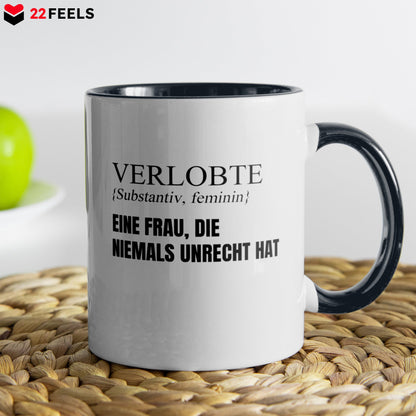 22Feels® Verlobte Geschenk - Tasse mit Spruch (Weiss-Schwarz, 320ml)-TwoTone Tasse Weiss-Schwarz 320ml-22Feels
