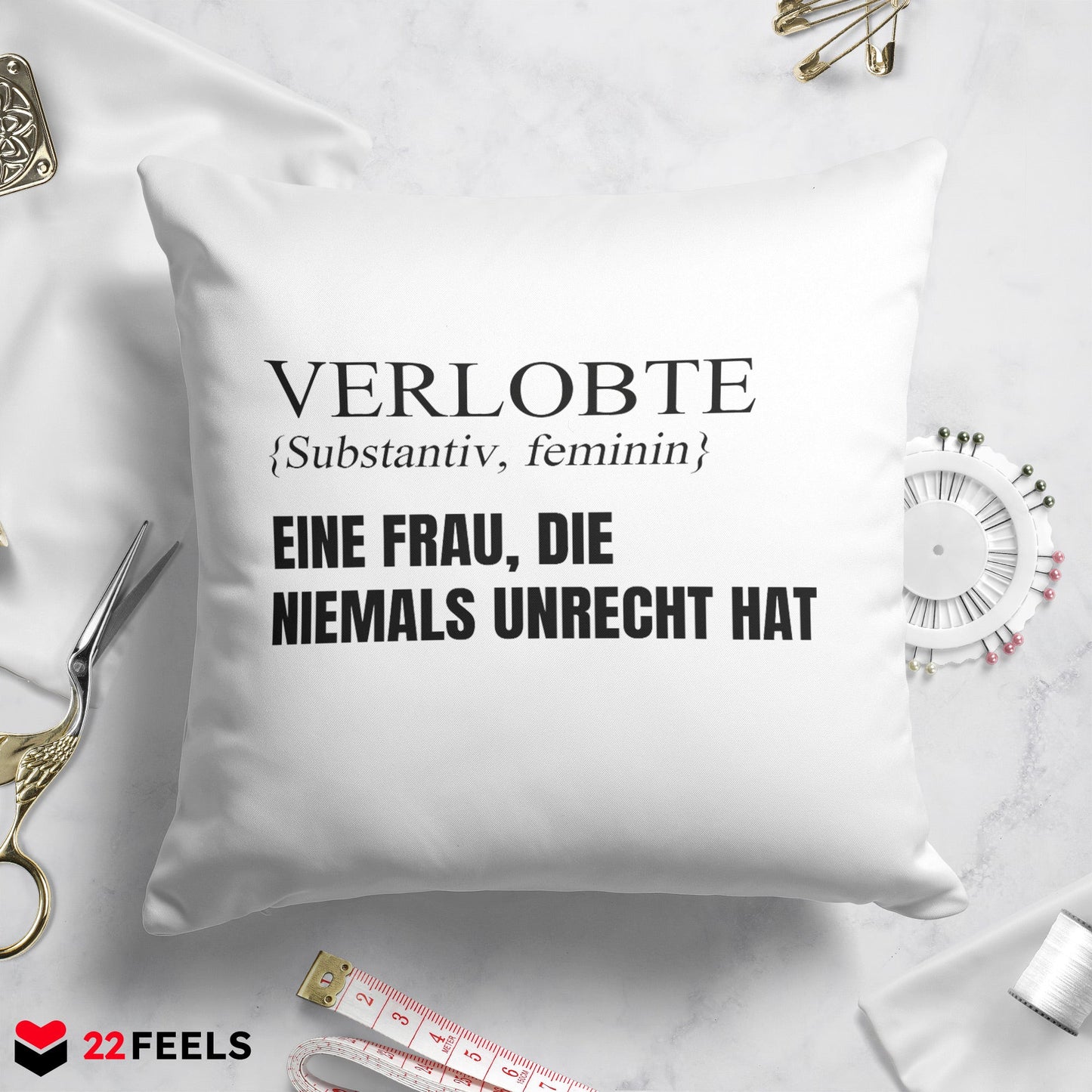 22Feels® Verlobte Geschenk - Kissen mit Spruch (Weiss 40x40cm)-Kissen Weiss 40x40-22Feels