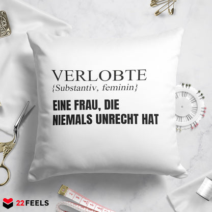 22Feels® Verlobte Geschenk - Kissen mit Spruch (Weiss 40x40cm)-Kissen Weiss 40x40-22Feels
