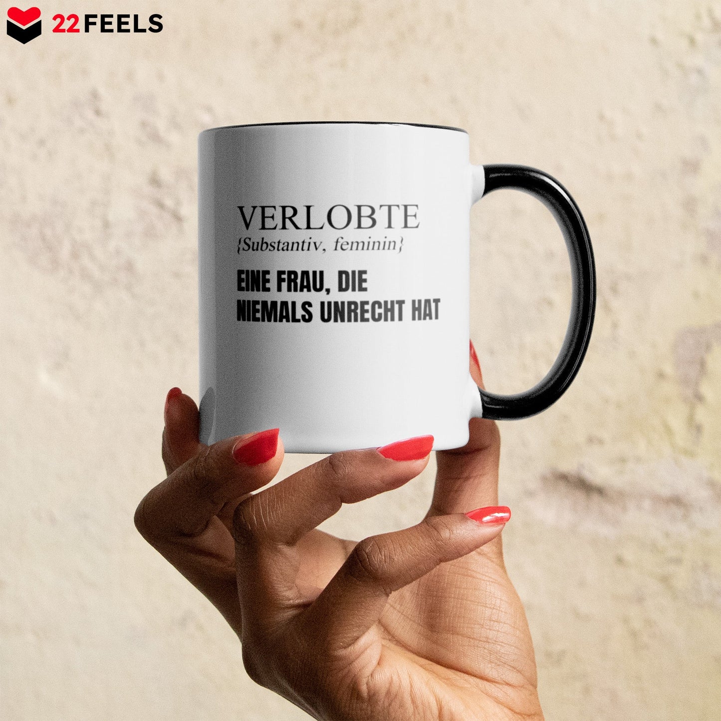 22Feels® Verlobte Geschenk - Tasse mit Spruch (Weiss-Schwarz, 320ml)-TwoTone Tasse Weiss-Schwarz 320ml-22Feels