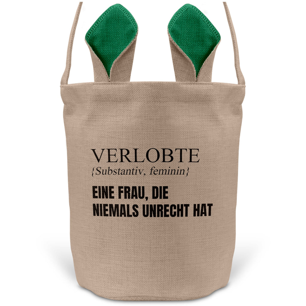 22Feels® Verlobte Frauen Osterkorb mit Henkel Ostergeschenk Tragetasche Ostern Deko Osternest Körbchen Hasenohren (Beige/Grün)-Ostern Tragetasche-22Feels