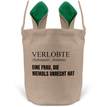 22Feels® Verlobte Frauen Osterkorb mit Henkel Ostergeschenk Tragetasche Ostern Deko Osternest Körbchen Hasenohren (Beige/Grün)-Ostern Tragetasche-22Feels