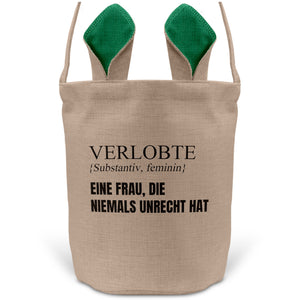 22Feels® Verlobte Frauen Osterkorb mit Henkel Ostergeschenk Tragetasche Ostern Deko Osternest Körbchen Hasenohren (Beige/Grün)-Ostern Tragetasche-22Feels