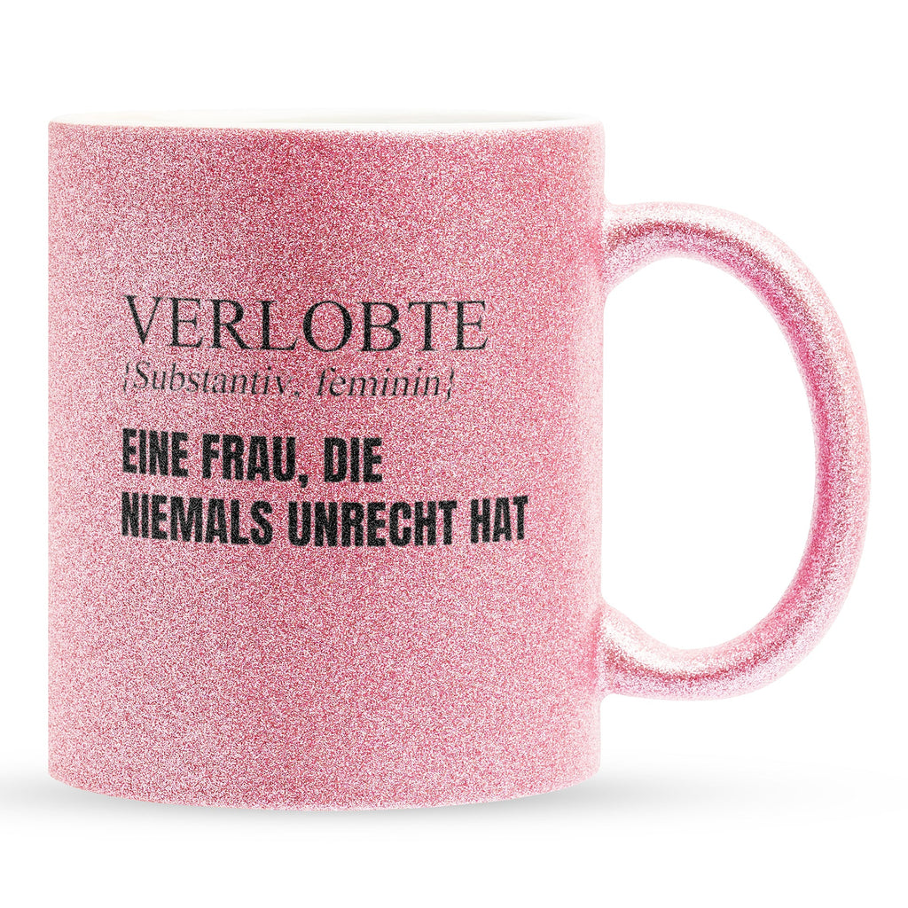 22Feels® Verlobte Geschenk - Glitzertasse mit Spruch (Pink, 320ml)-Glitzertasse Pink 320ml-22Feels