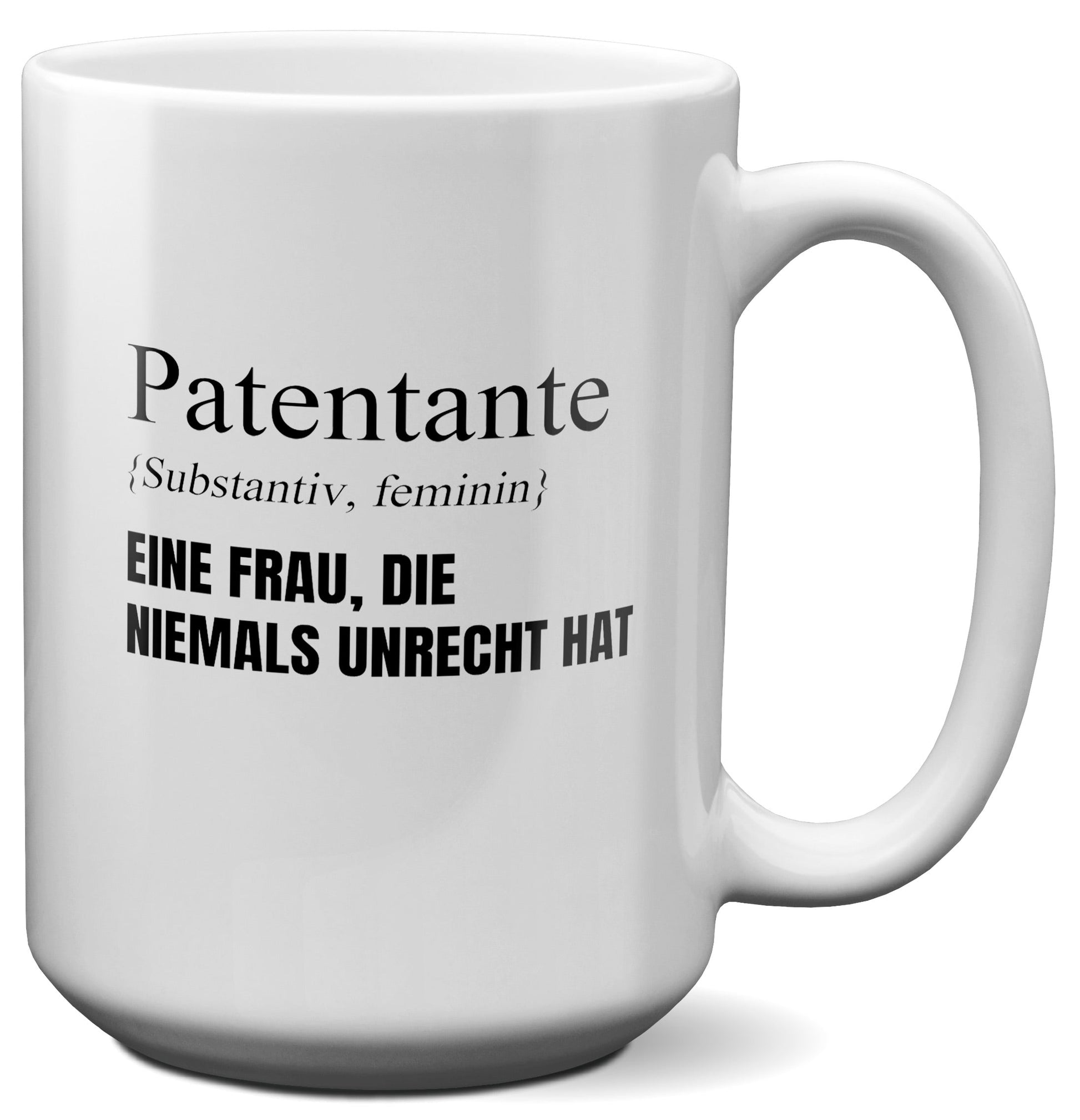 22Feels® Patentante Geschenk - XL Tasse mit Spruch (Weiss, 440ml)-Weisse XL Tasse 440ml-22Feels