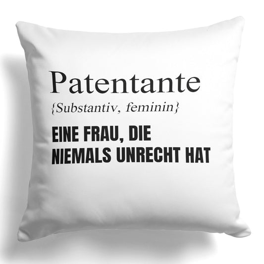 22Feels® Patentante Geschenk - Kissen mit Spruch (Weiss 40x40cm)-Kissen Weiss 40x40-22Feels