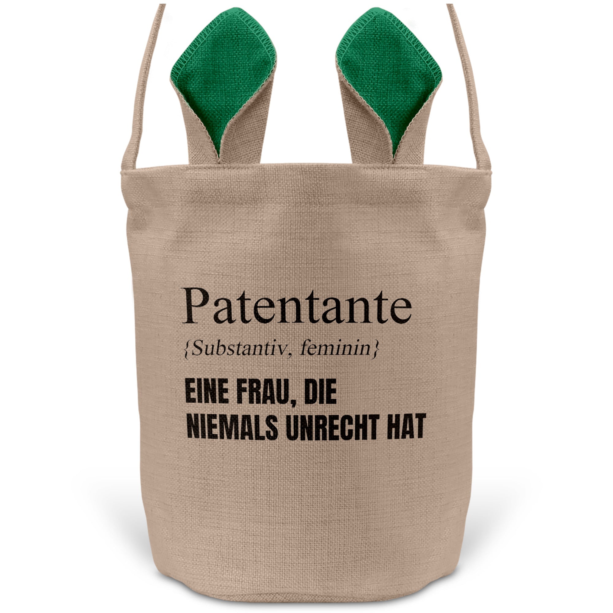 22Feels® Patentante Patin Osterkorb mit Henkel Ostergeschenk Tragetasche Ostern Deko Osternest Körbchen Hasenohren (Beige/Grün)-Ostern Tragetasche-22Feels