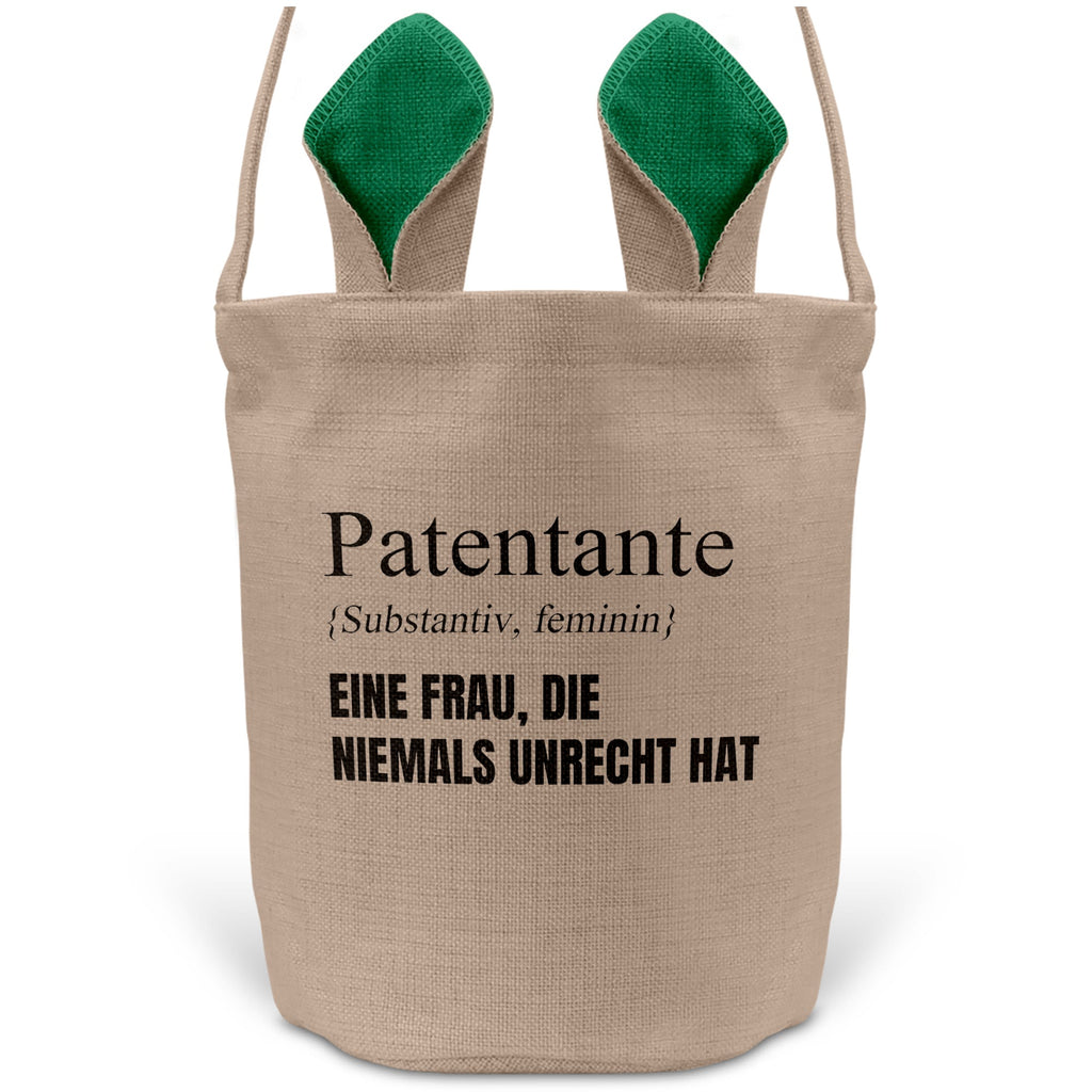 22Feels® Patentante Patin Osterkorb mit Henkel Ostergeschenk Tragetasche Ostern Deko Osternest Körbchen Hasenohren (Beige/Grün)-Ostern Tragetasche-22Feels