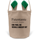 22Feels® Patentante Patin Osterkorb mit Henkel Ostergeschenk Tragetasche Ostern Deko Osternest Körbchen Hasenohren (Beige/Grün)-Ostern Tragetasche-22Feels