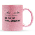 22Feels® Patentante Geschenk - Glitzertasse mit Spruch (Pink, 320ml)-Glitzertasse Pink 320ml-22Feels