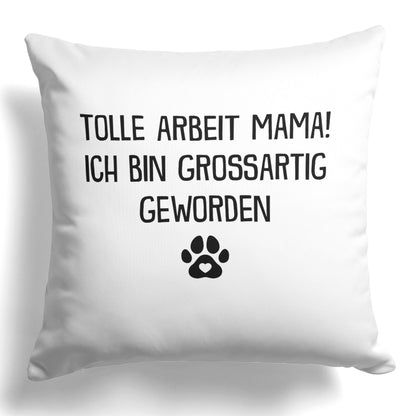 22Feels® Hundemama Geschenk für Dog Moms und Hunde Frauchen - Kissen mit Spruch (Weiss 40x40cm)-Kissen Weiss 40x40-22Feels