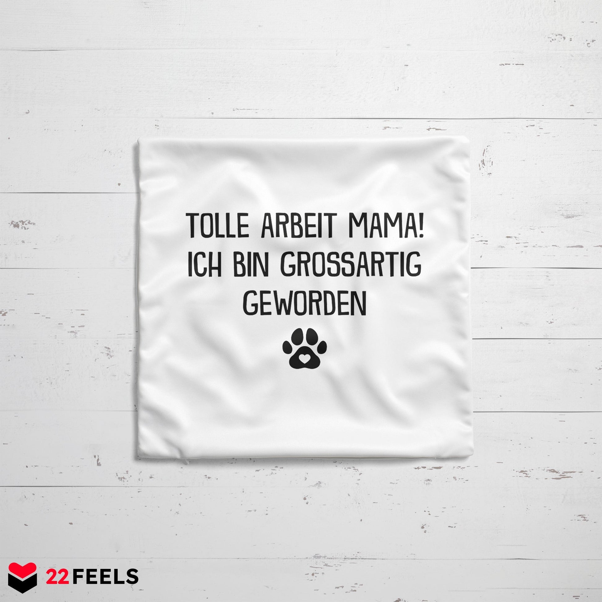 22Feels® Hundemama Geschenk für Dog Moms und Hunde Frauchen - Kissen mit Spruch (Weiss 40x40cm)-Kissen Weiss 40x40-22Feels