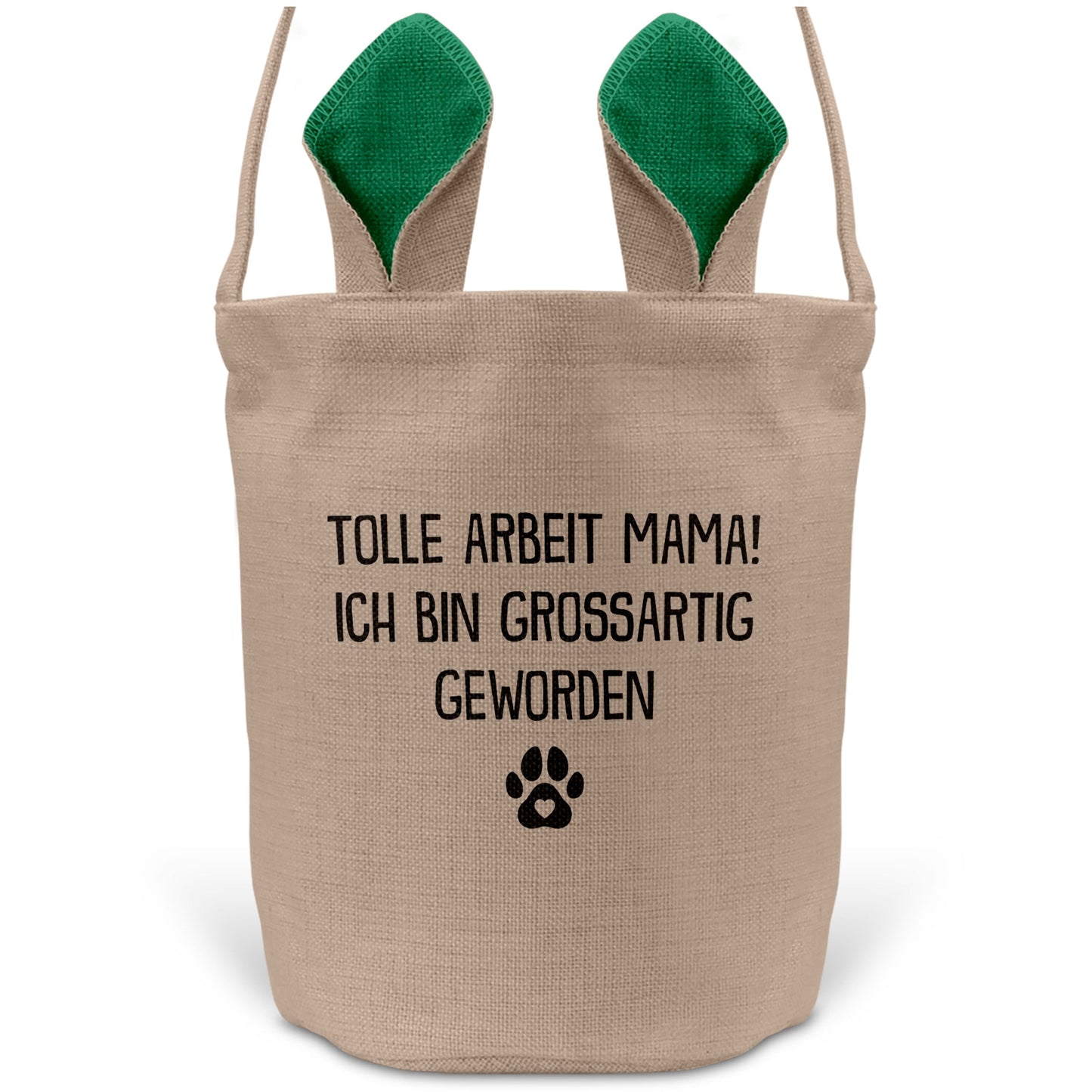 22Feels® Hundemama Frauchen Hunde Osterkorb mit Henkel Ostergeschenk Tragetasche Ostern Deko Osternest Körbchen Hasenohren (Beige/Grün)-Ostern Tragetasche-22Feels